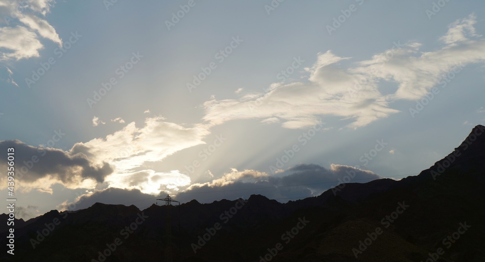 Hiking in twilight near Eilat in South Israel