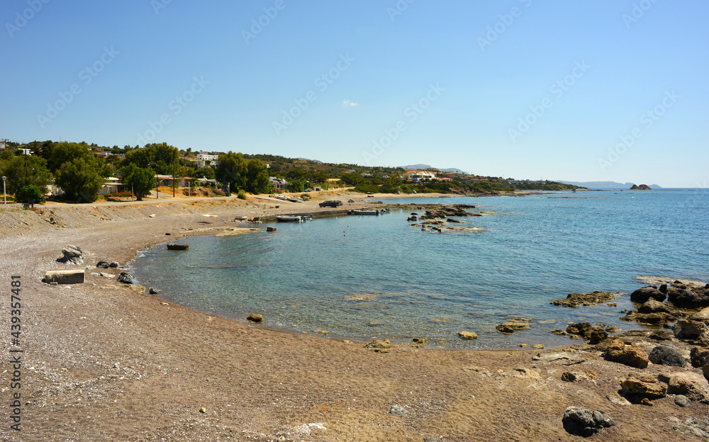 Kiotari, Rhodes, Greece, bay and beach at the mediterranean sea