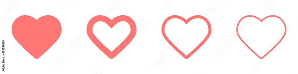 Hearts icon set line style Hearts icon set line style