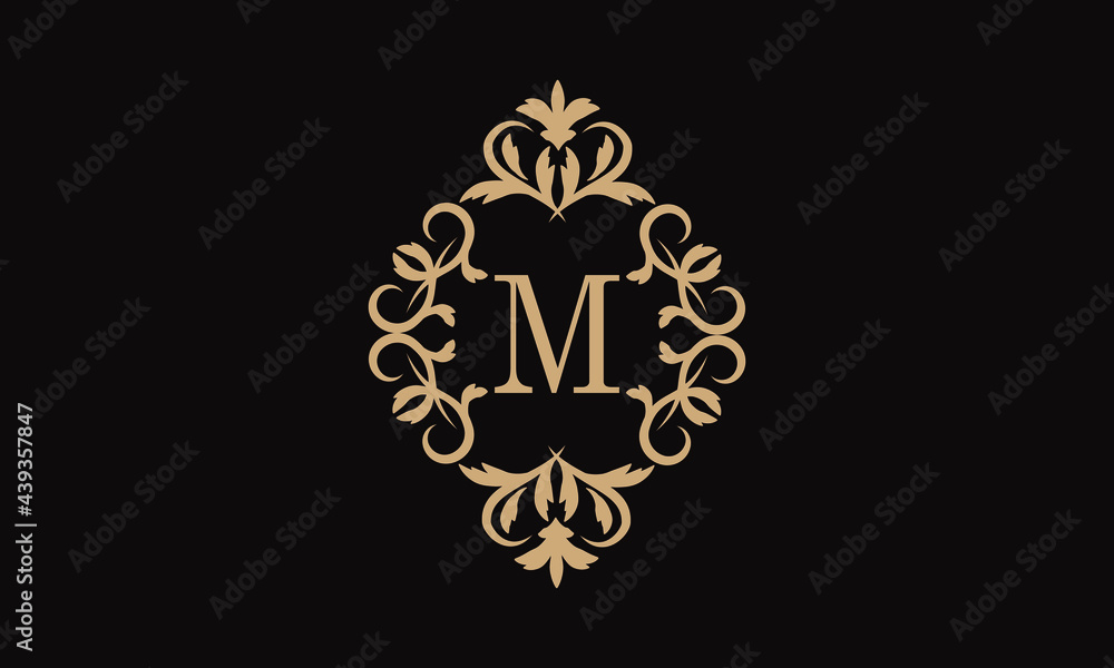 Elegant logo for business. Exquisite company brand icon, boutique. Monogram with the letter M.