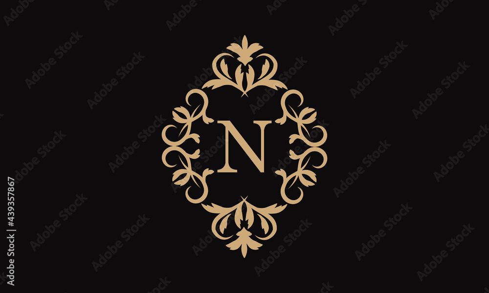 Elegant logo for business. Exquisite company brand icon, boutique. Monogram with the letter N.