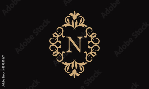 Elegant logo for business. Exquisite company brand icon  boutique. Monogram with the letter N.