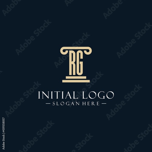 RG initial monogram logos with pillar shapes style