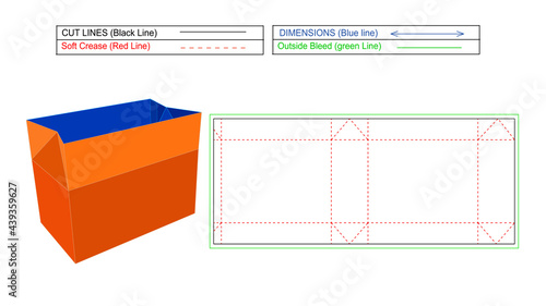 Carton box corrugated shipping box, custom box and 3d render with dieline tamplate, editable and resizeable photo