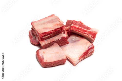 Raw beef ribs isolated on white background.