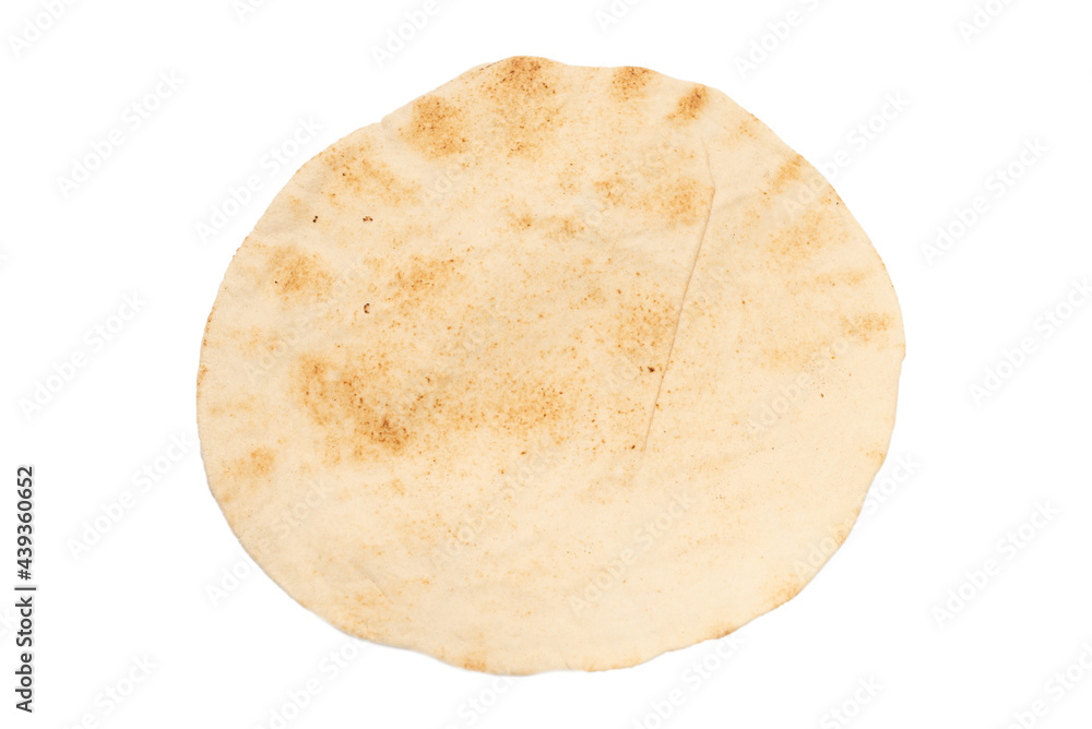Grilled pitta bread isolated on white background. Grilled pitta bread isolated on white background.