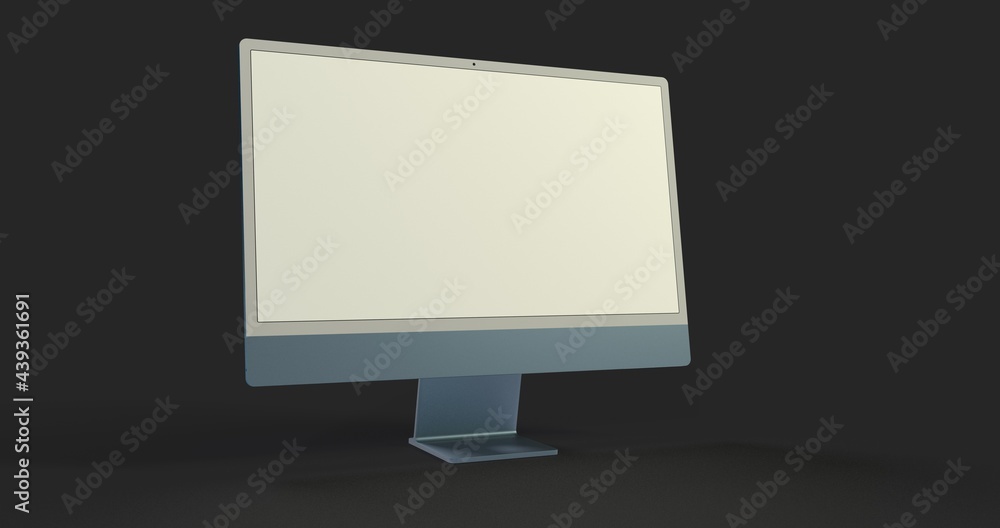 Computer display mock up with blank white screen. Stylish desktop computer mockup 3D Computer display mock up with blank white screen. Stylish desktop computer mockup 3D