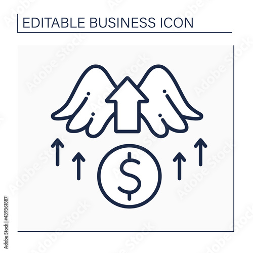 Angel investor line icon. Investors invest money into new startup ideas. Profitable investment. Business plan. Business concept. Isolated vector illustration.Editable stroke