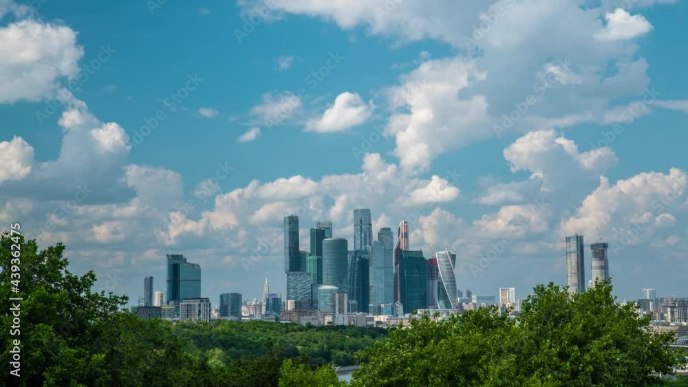 Beautiful sky with white clouds in Moscow city. Timelapse footage Beautiful sky with white clouds in Moscow city. Timelapse footage