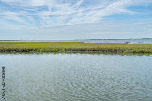 Wide but shallow channel of brackish water with a flat muddy river bottom is a great fishing location and also an important rest stop for migratory birds traveling up the coast in the summer time