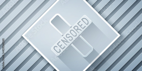 Paper cut Censored stamp icon isolated on grey background. Paper art style. Vector