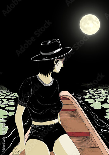 woman in the boat  photo