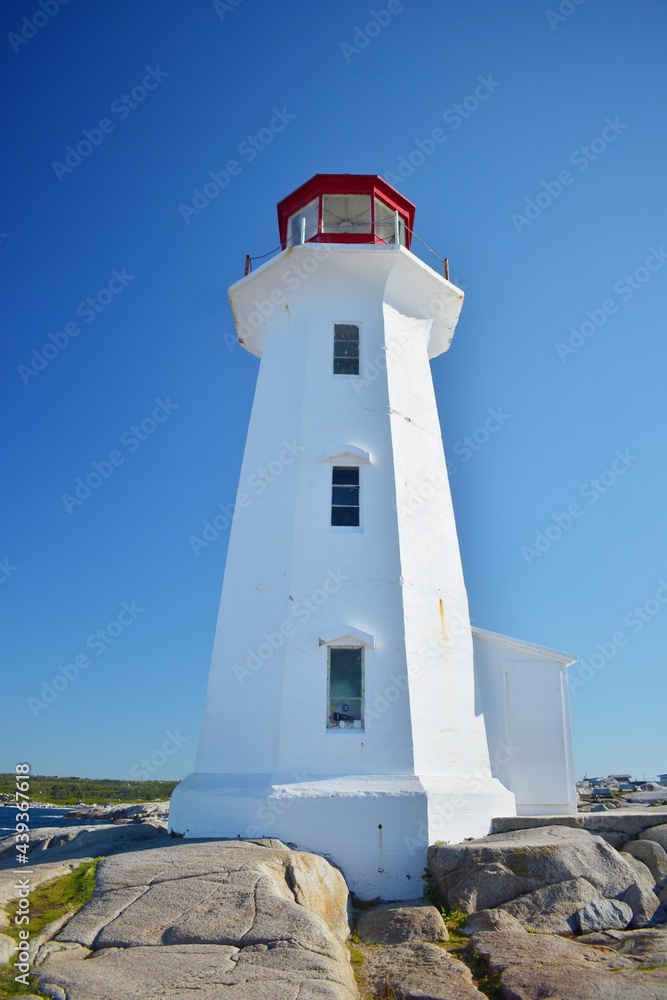 White Lighthouse with Red Top in Nova Scotia