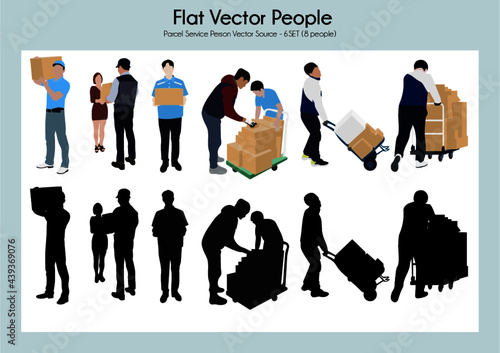 Parcel Service Person Vector Source - 6SET (8 people)