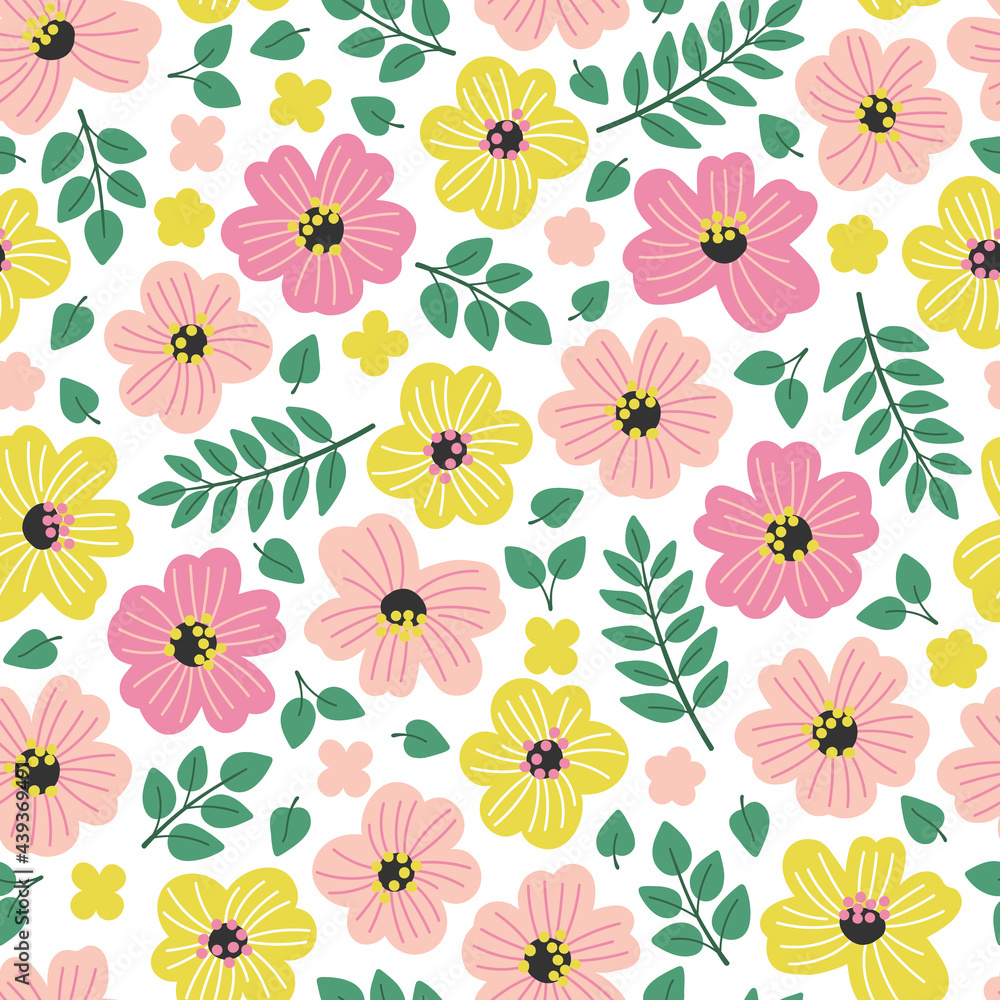 Seamless pattern with decorative flowers