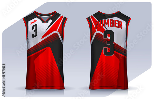 Basketball tank top design template, Sport jersey mockup. uniform front , side and back view.