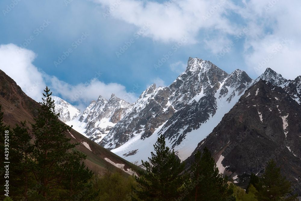 The Tsanner mountain range with a height of 4097 meters in the Chegem reserve of the Kabardino-Balkarian republic