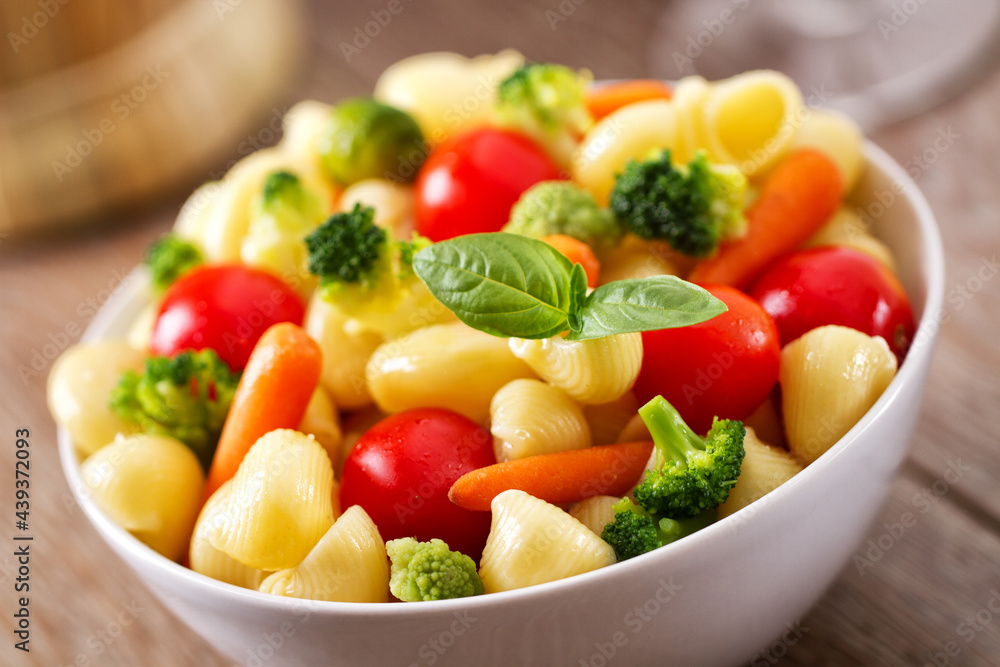 Fresh Pasta Salad with fresh vegetables. High quality photo Fresh Pasta Salad with fresh vegetables. High quality photo