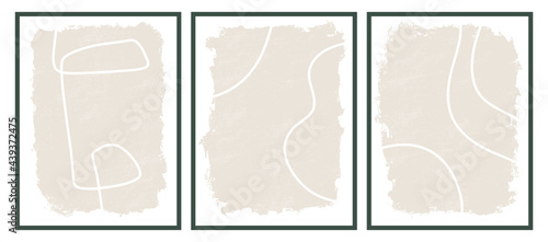 Contemporary templates with abstract shapes and line in nude colors.
