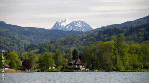 Canvas Print Annecy. Lake in the mountains