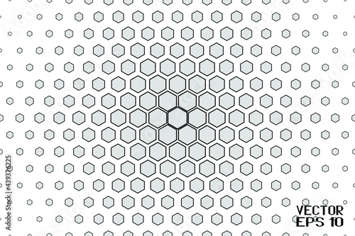 Abstract Seamless Black and White Geometric Pattern with Polygons. Contrasty Optical Psychedelic Illusion. Spotted Hexagonal Texture. Vector Illustration