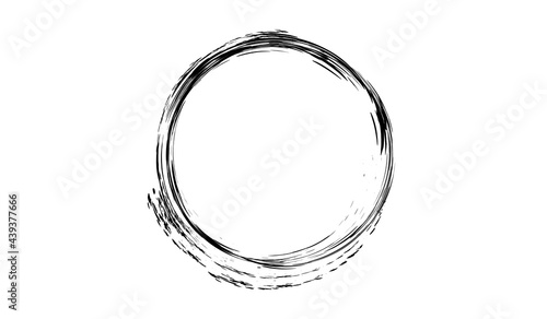 Grunge circle made on the white background.Grunge artistic oval shape made for marking.Grunge oval shape made with black paint.