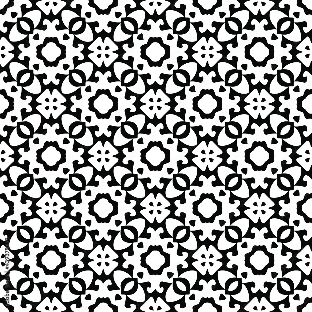 floral seamless pattern background.Geometric ornament for wallpapers and backgrounds. Black and white pattern. 