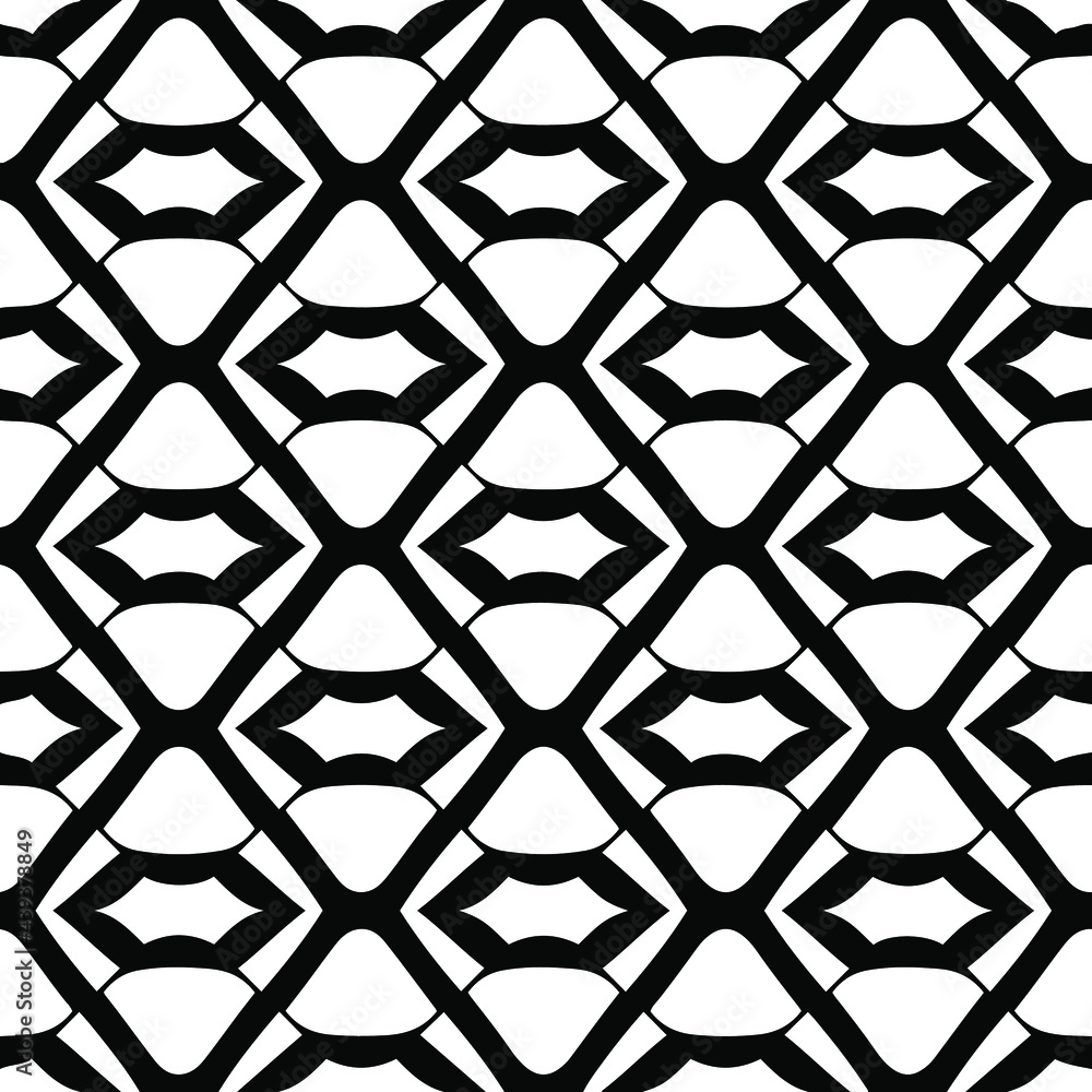 Naklejka premium floral seamless pattern background.Geometric ornament for wallpapers and backgrounds. Black and white pattern. 