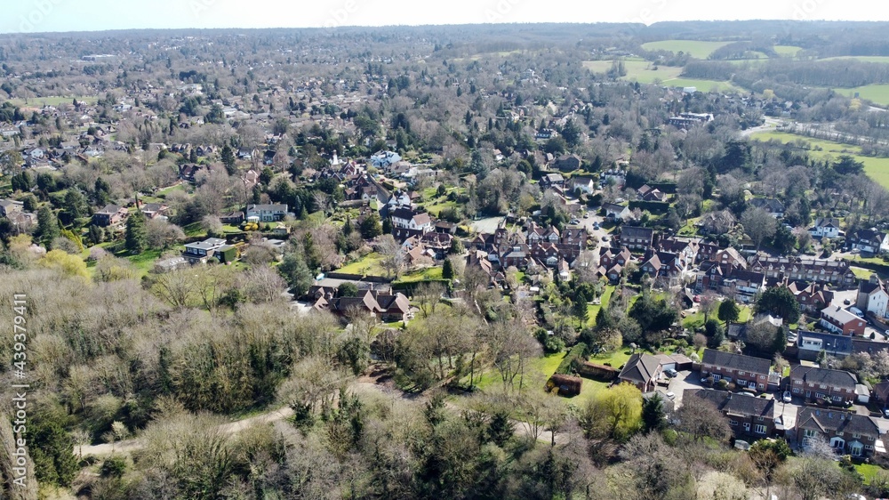 Aerial view of English village.