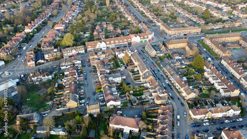 Aerial view of English suburbs.