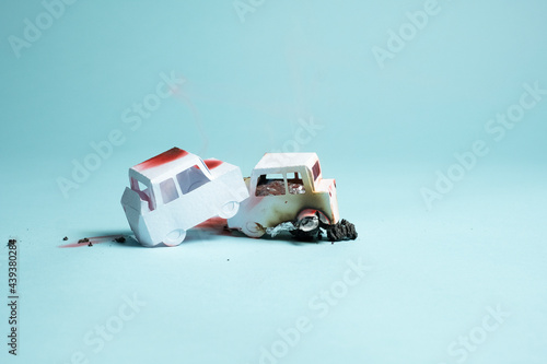 Two Car Collision, of paper craft cars photo
