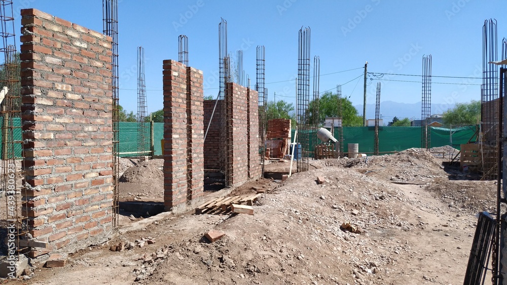 House Wall under Construction in Argentina, South America House Wall under Construction in Argentina, South America