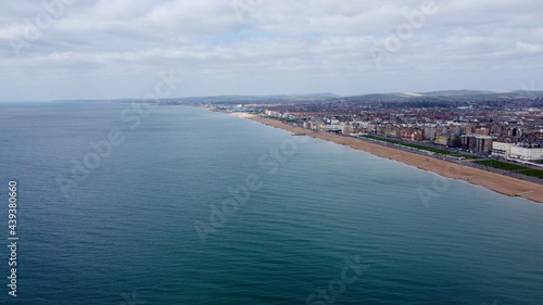 Aerial view of Brighton coastline.