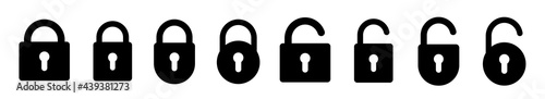 Lock flat vector icons set