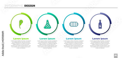 Set Rib eye steak, Steak meat, Barbecue grill and Tabasco sauce. Business infographic template. Vector