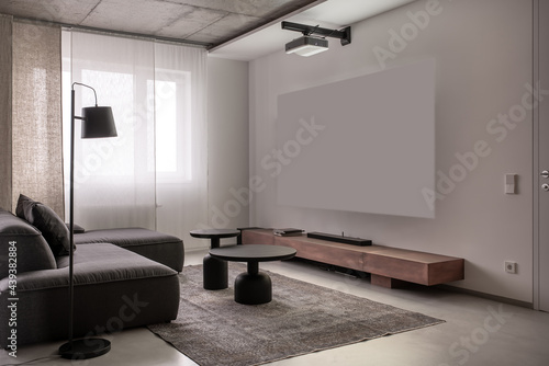 Interior of modern flat with light walls photo