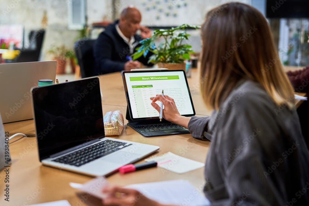 Financial advisor working on report Financial advisor working on report