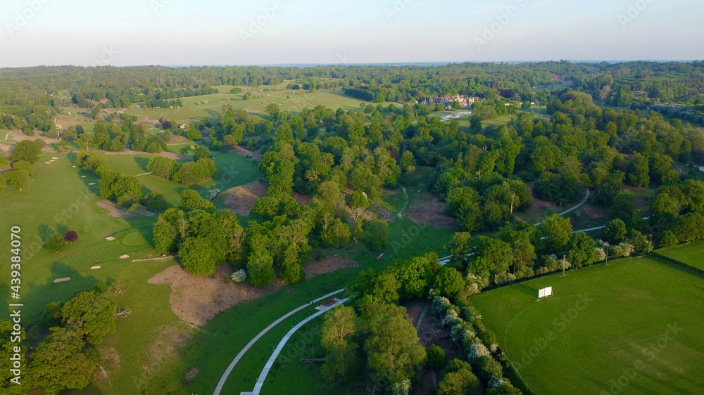 Aerial view of English countryside.