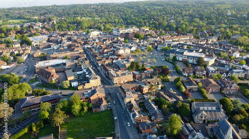 Aerial view of English town.