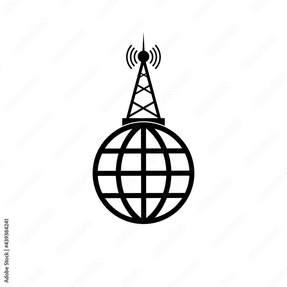Fototapeta premium World broadcasting news antenna icon isolated on white background