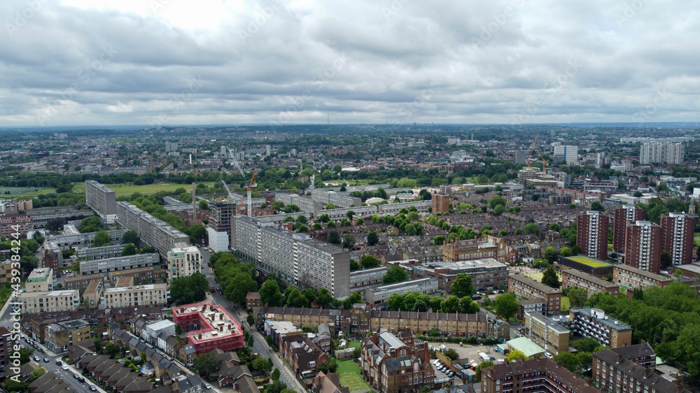 Aerial photo of South London skyline.