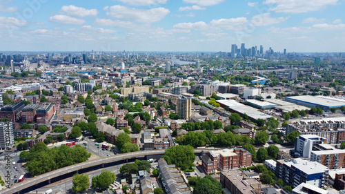 Aerial photo of South London skyline.