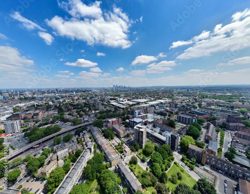 Aerial view of London and Canary Wharf. © Ryan