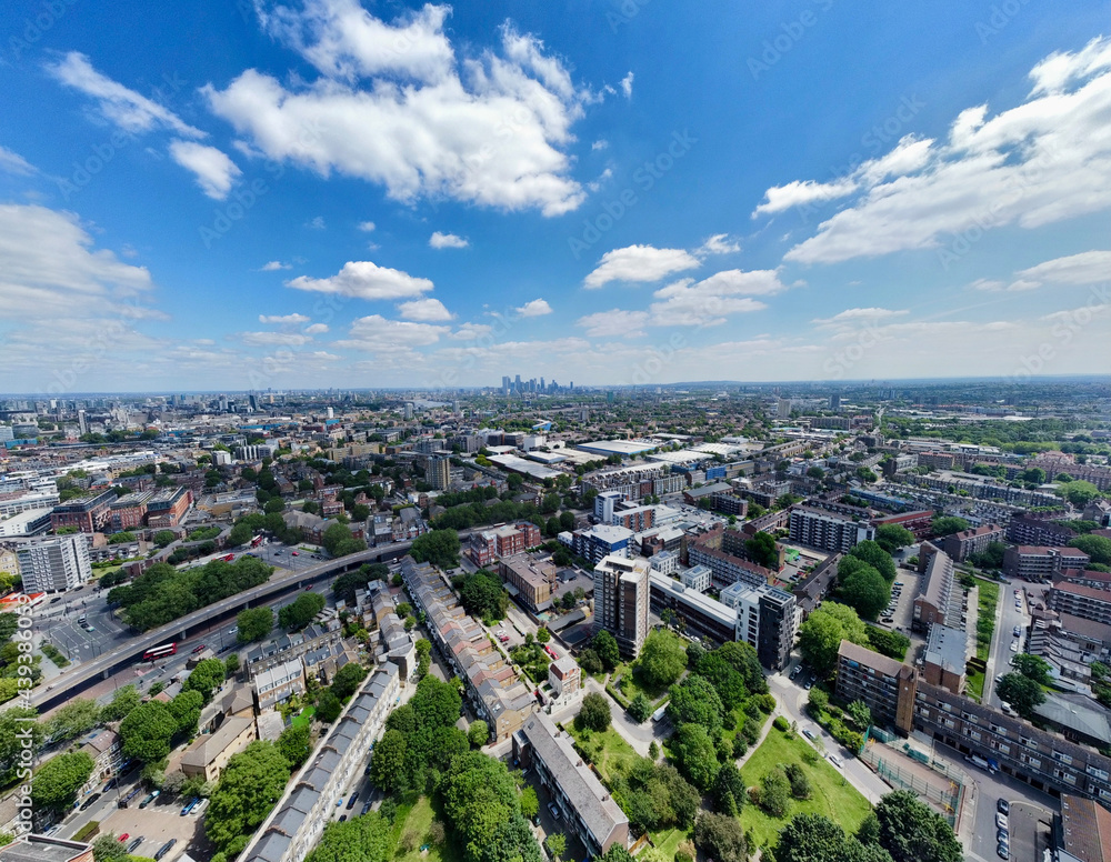 London with Canary Wharf in background.