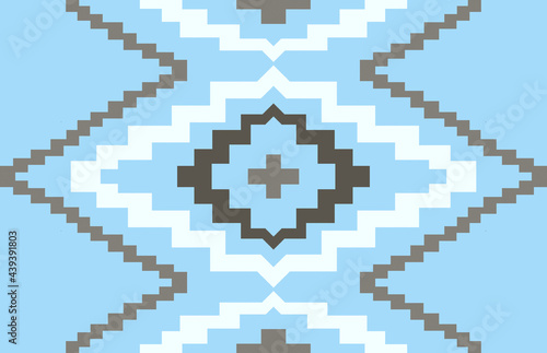 Fototapeta Naklejka Na Ścianę i Meble -  Carpet bathmat and Rug Boho style ethnic design pattern with distressed woven texture and effect
