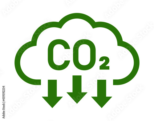 Green cloud co2 reduction vector icon photo