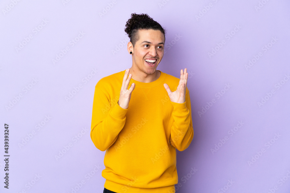 Caucasian man over isolated background with surprise facial expression Caucasian man over isolated background with surprise facial expression