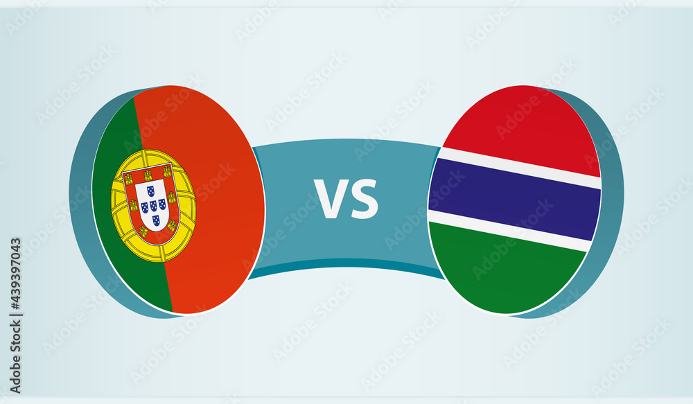 Portugal versus Gambia, team sports competition concept.