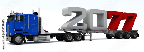 Cuadro en lienzo 3D illustration of truck transportation with the number 2079