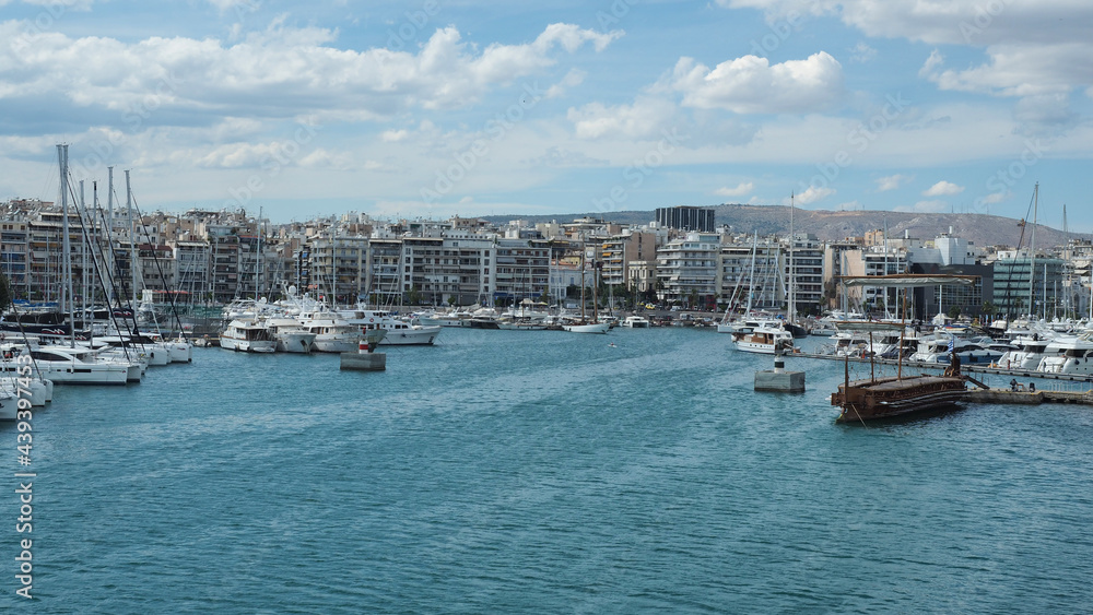Famous seaside area in marina of Zeas or Passalimani, Piraeus, Attica, Greece